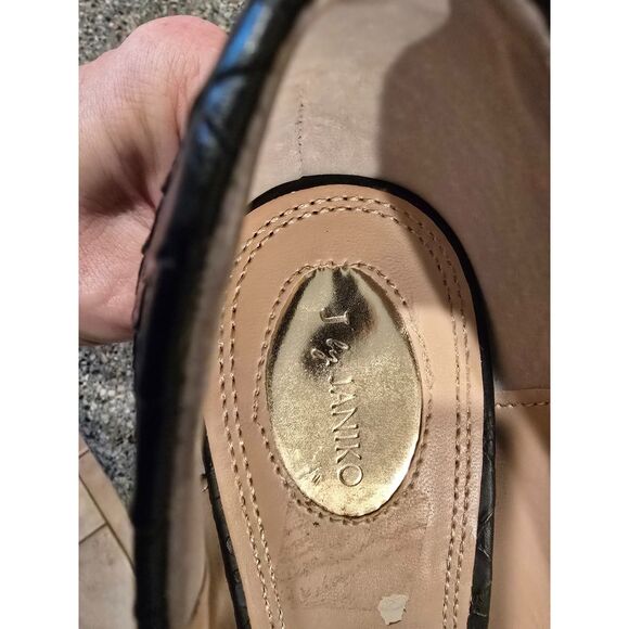 J by Janiko Black Croc Emboss Stiletto Low Toe Pointed WM High Heel SZ 38 US 7.5 - Picture 6 of 7